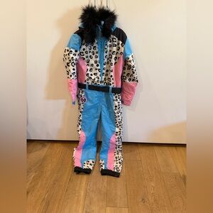 Tipsy Elves Blue and Pink Leopard Snowsuit